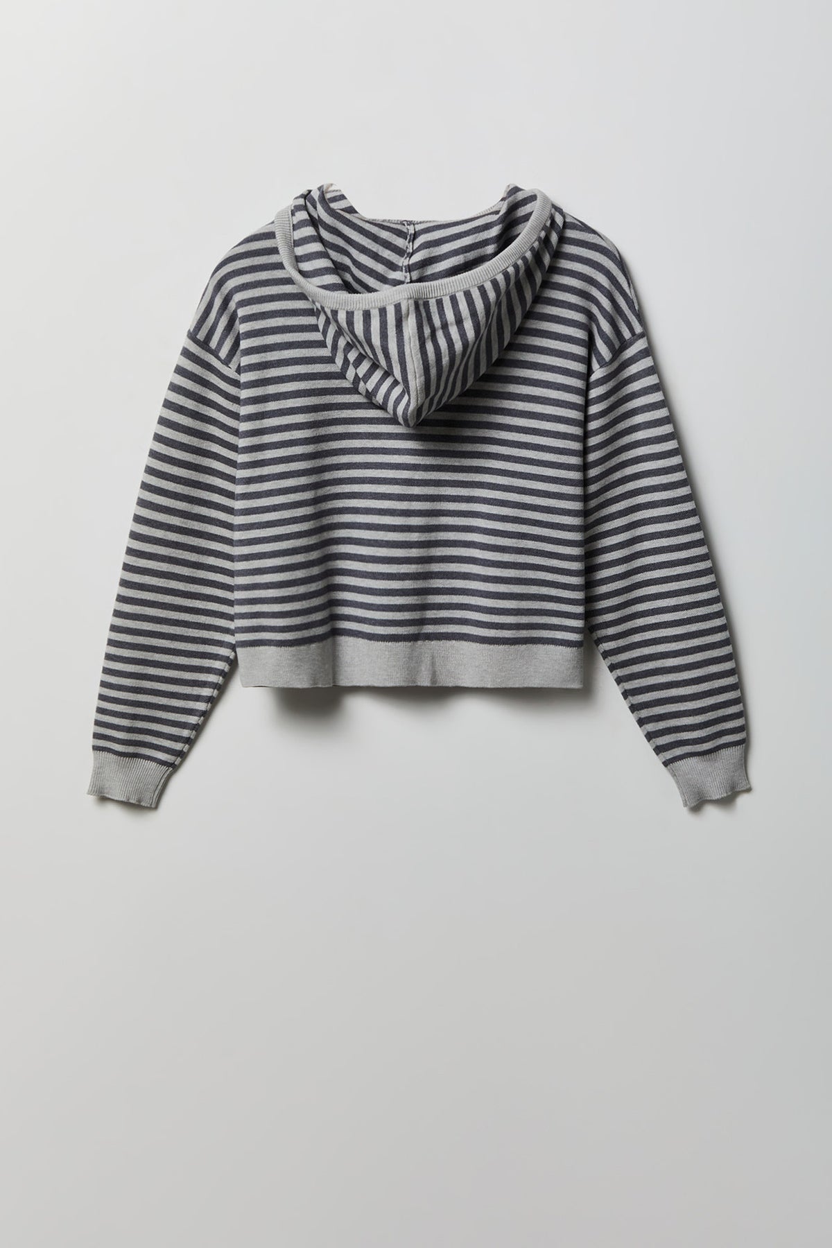 Alt View 2. Striped Knit Hoodie - Heather Grey