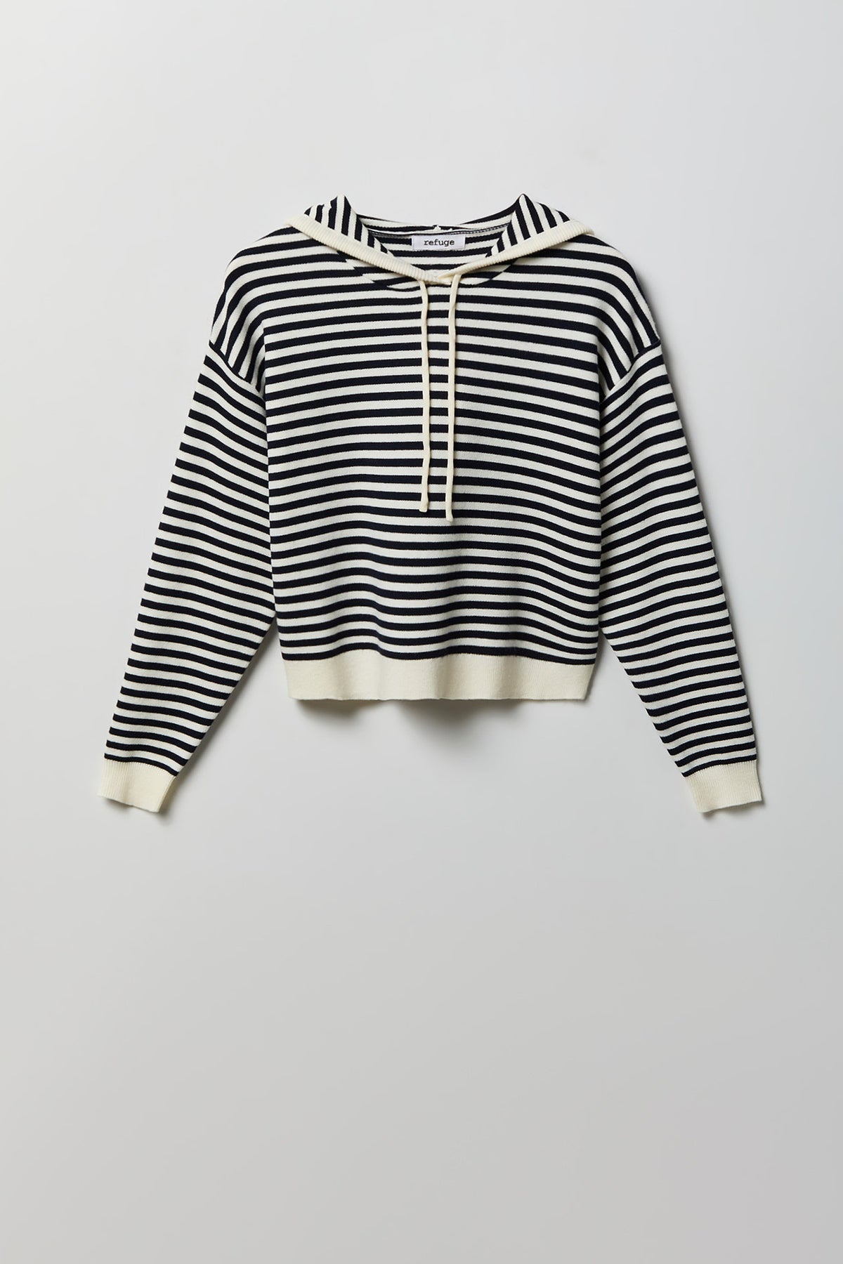 Striped Knit Hoodie - Navy