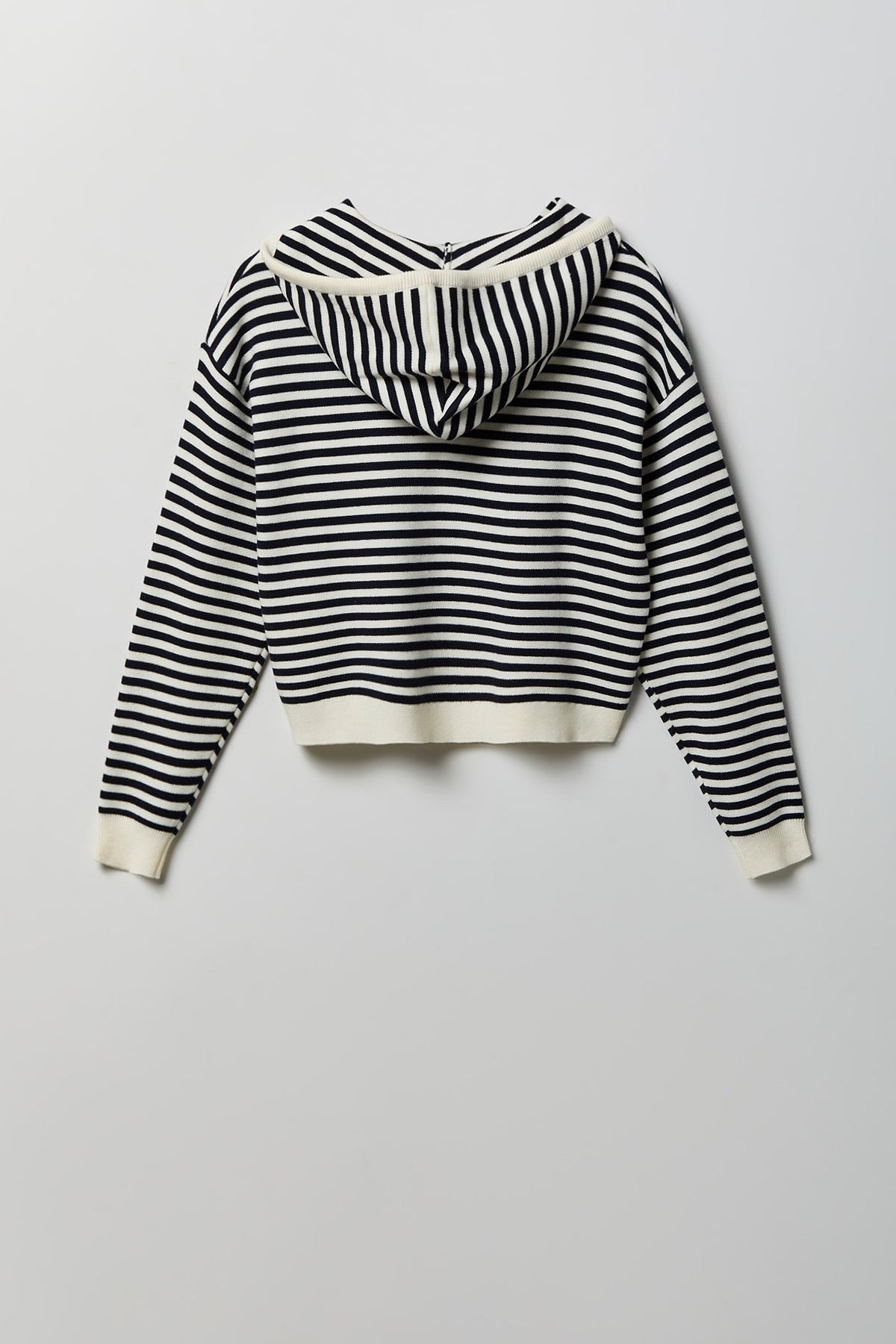 Alt View 2. Striped Knit Hoodie - Navy