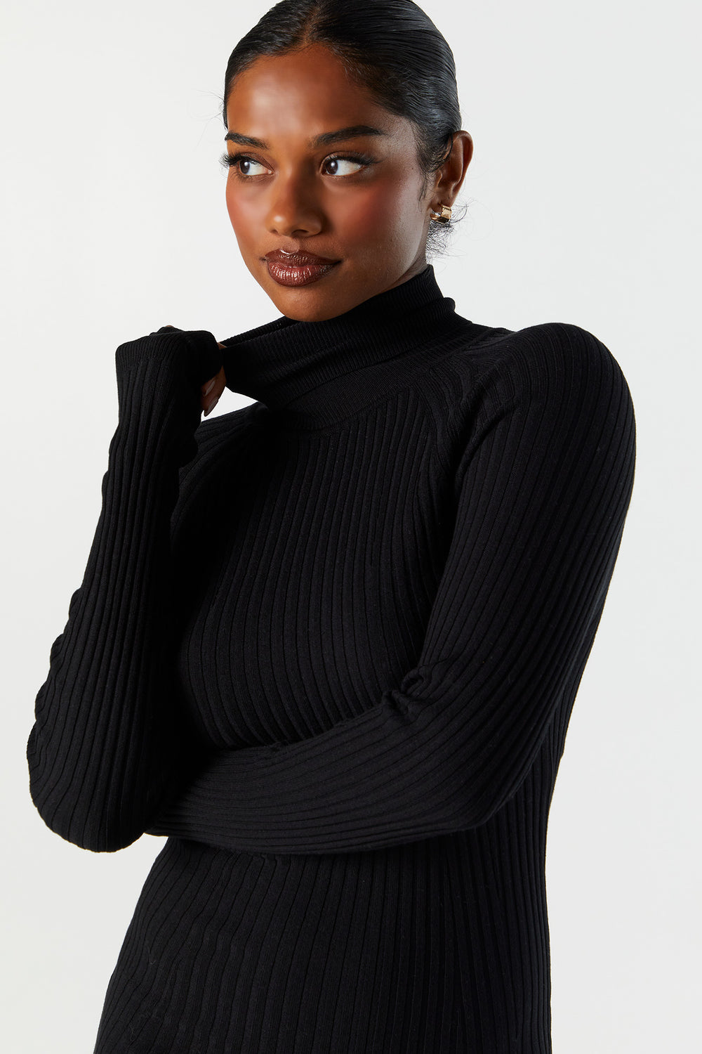 Ribbed Knit Turtleneck Mini Dress Ribbed Knit Turtleneck Mini Dress 2