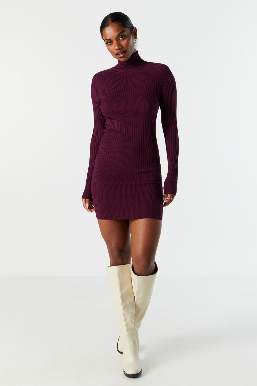 Ribbed Knit Turtleneck Mini Dress Ribbed Knit Turtleneck Mini Dress 11