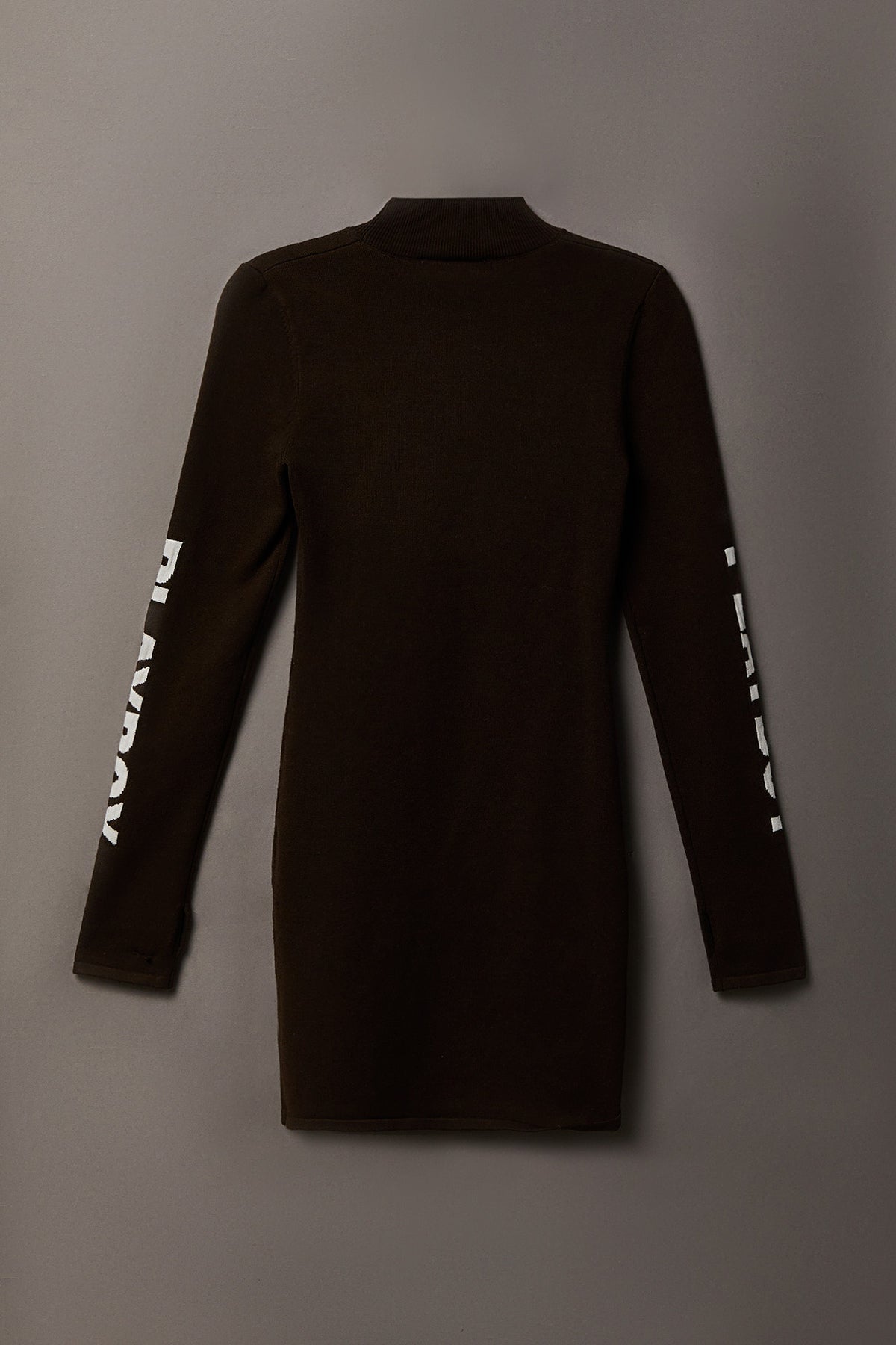 Alt View 6. Playboy Rhinestone Graphic Long Sleeve Sweater Mini Dress - Brown