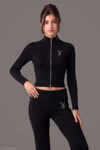 Playboy Rhinestone Zip Sweater