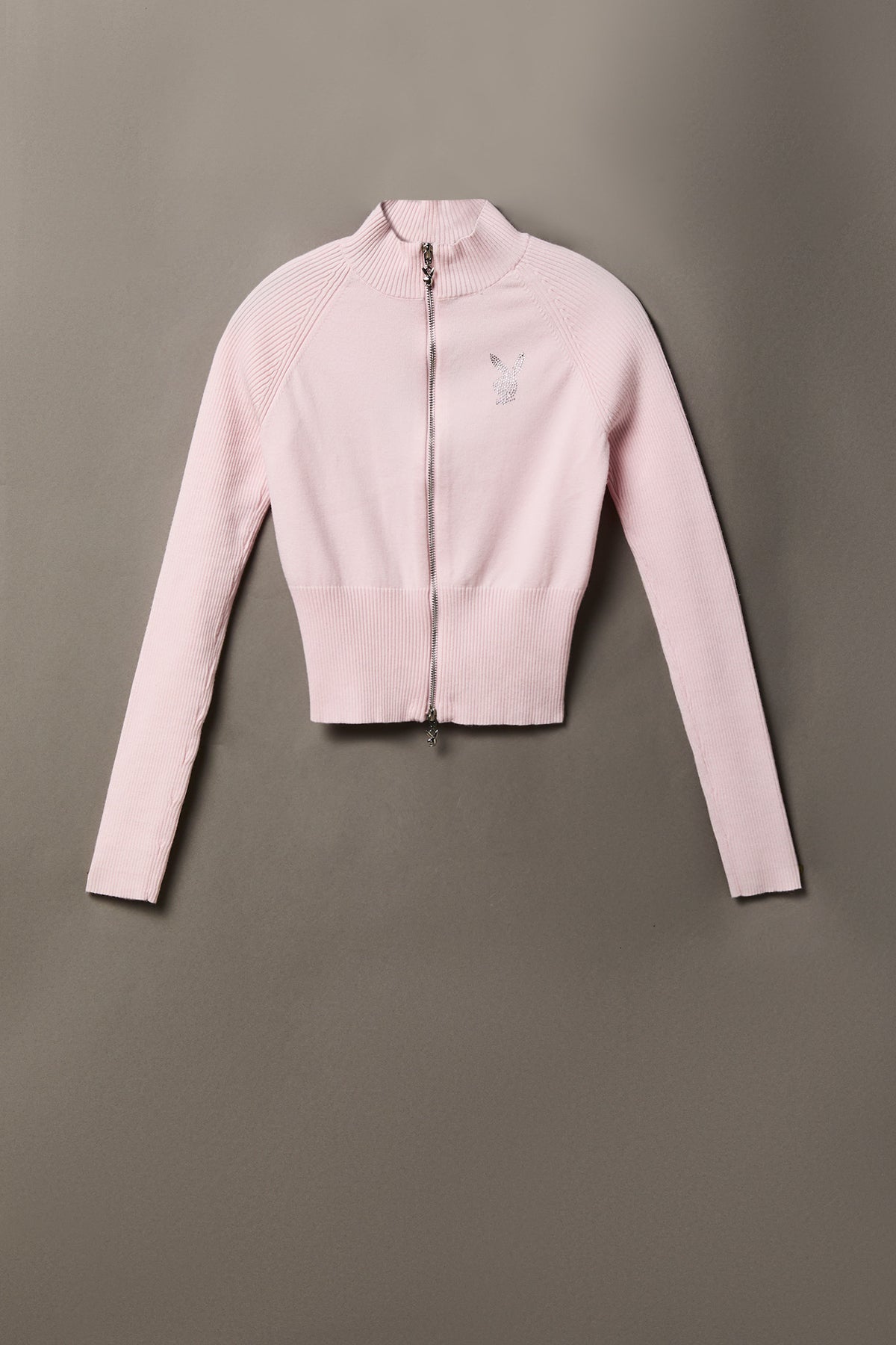 Alt View 5. Playboy Rhinestone Zip Sweater - Light Pink