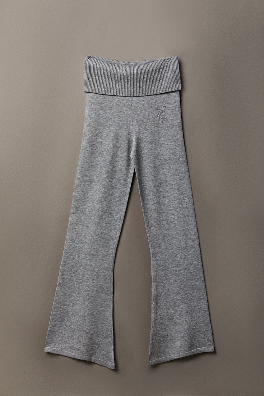 Alt View 5. Playboy Rhinestone Flare Pant - Heather Grey