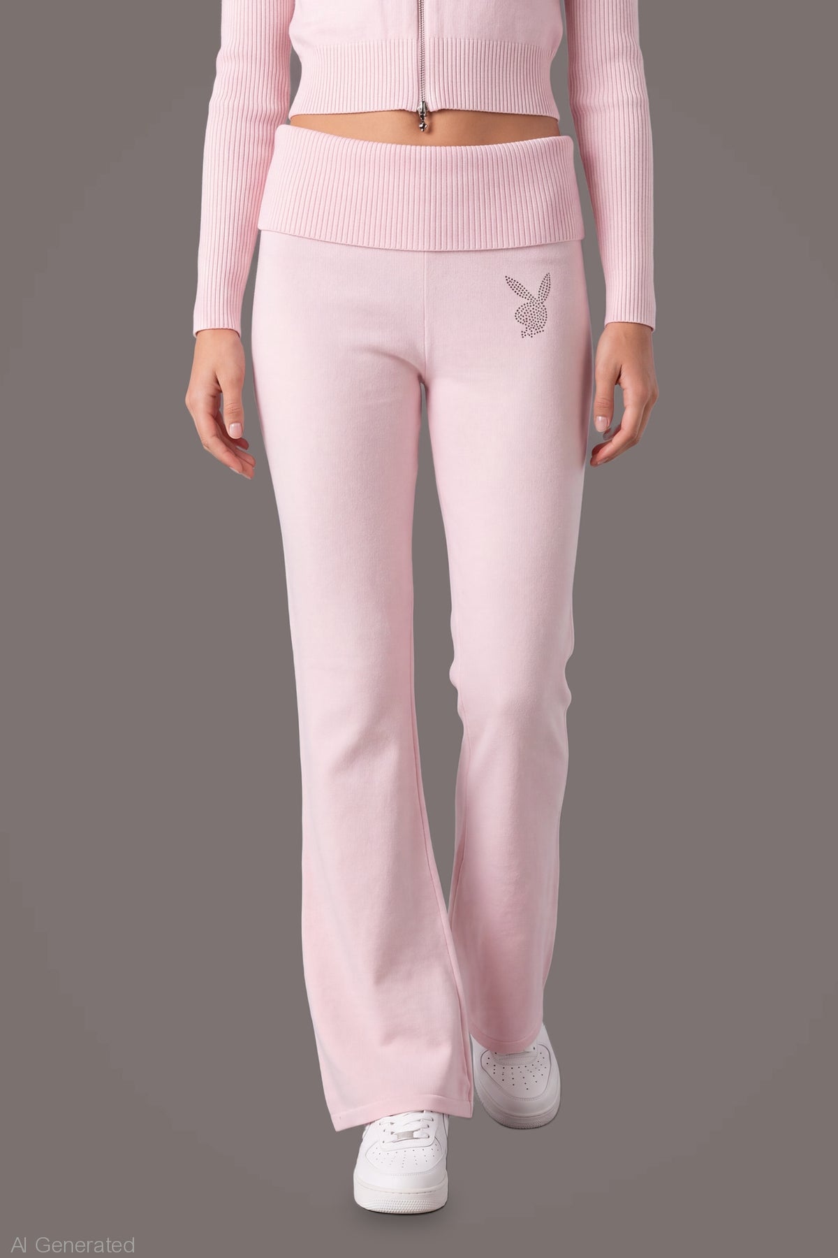 Alt View 3. Playboy Rhinestone Flare Pant - Light Pink