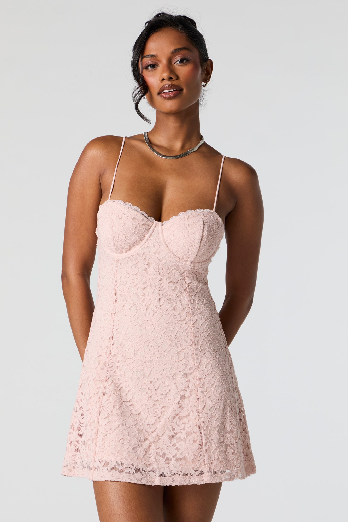 Floral Lace Bustier Mini Dress