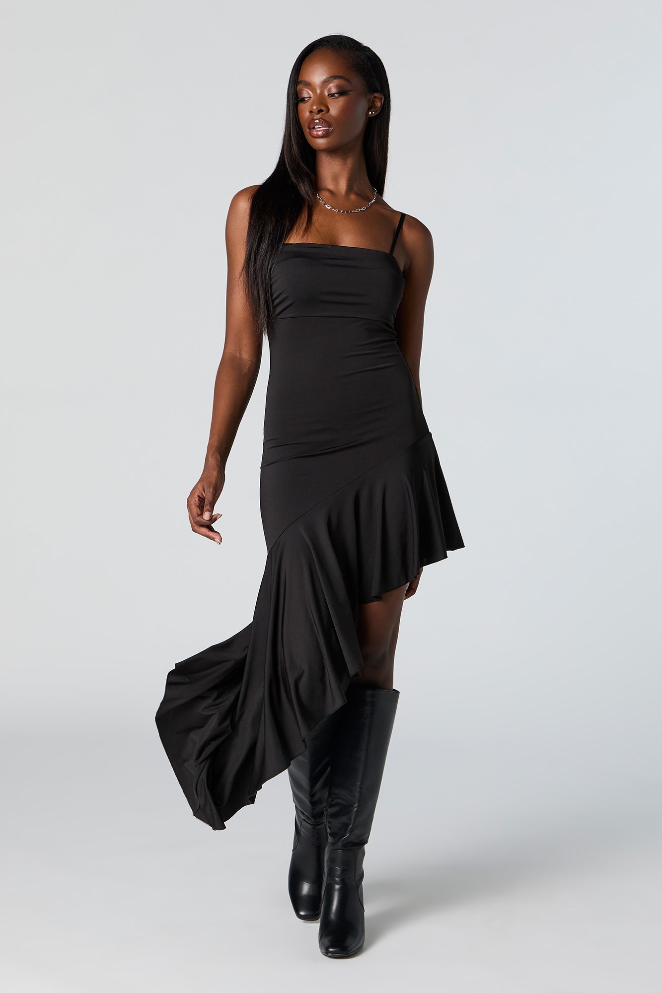 Asymmetrical Ruffle Mini Dress