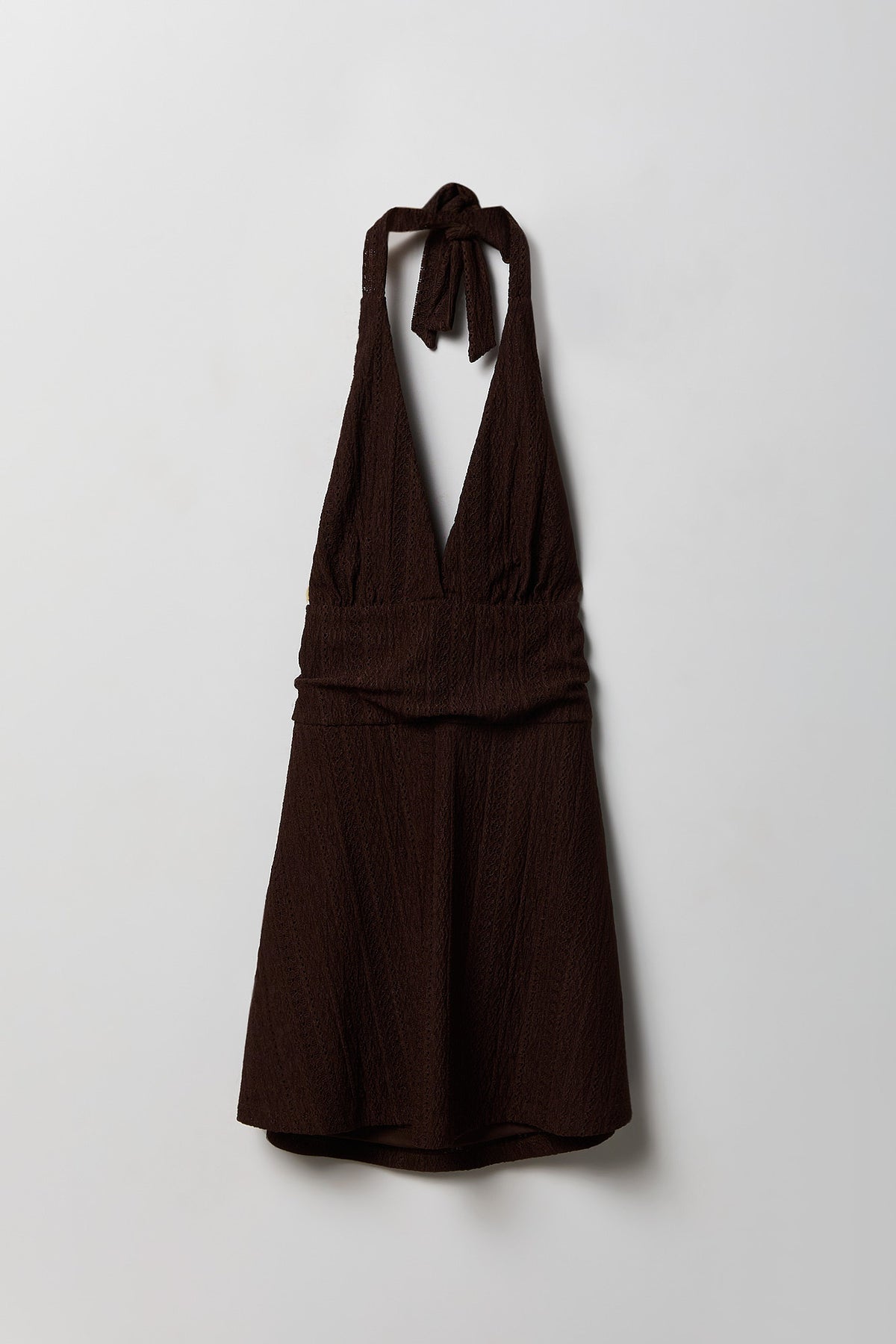 Alt View 2. Textured Mini Halter Dress - Brown