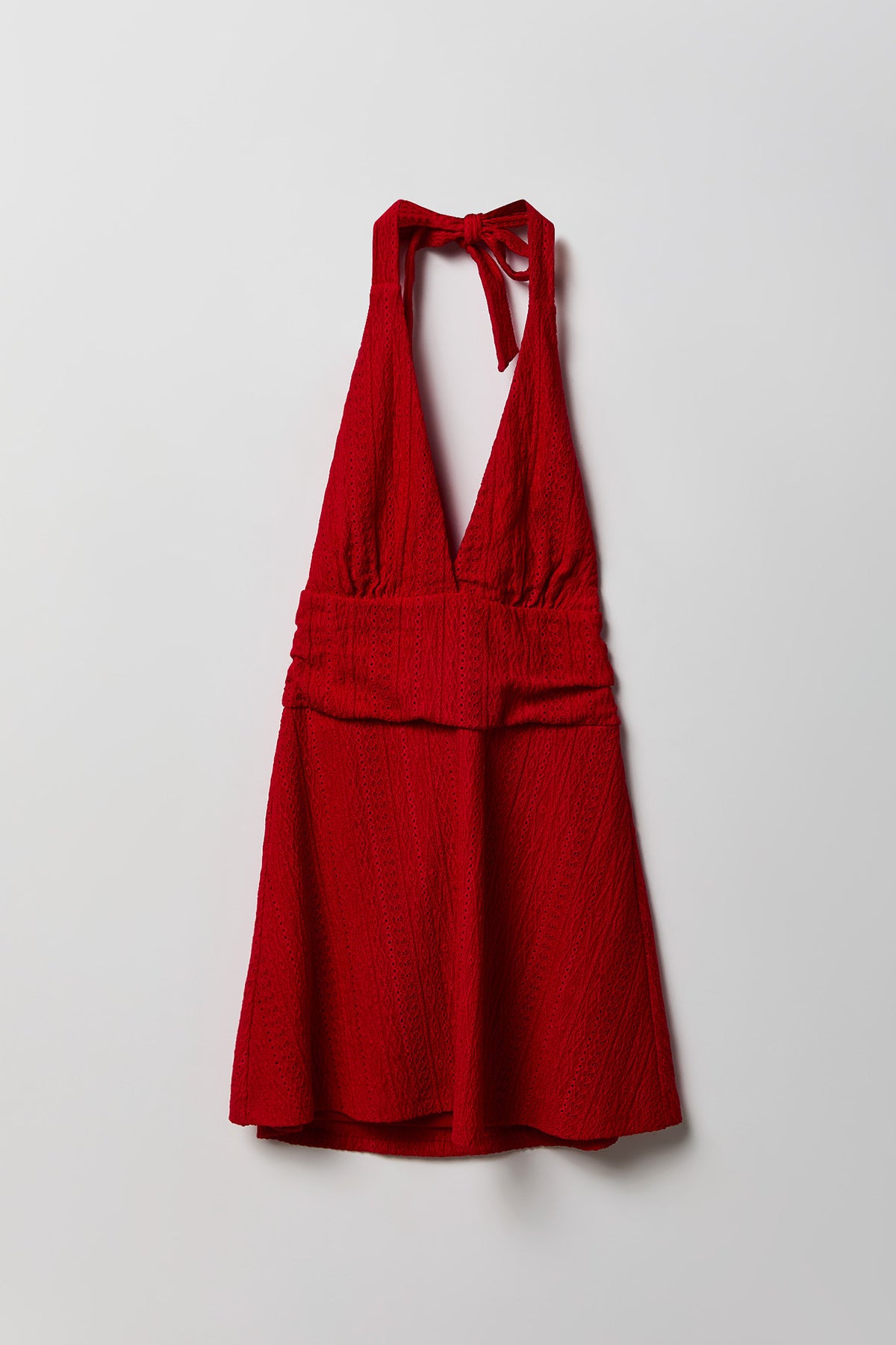 Alt View 2. Textured Mini Halter Dress - Red