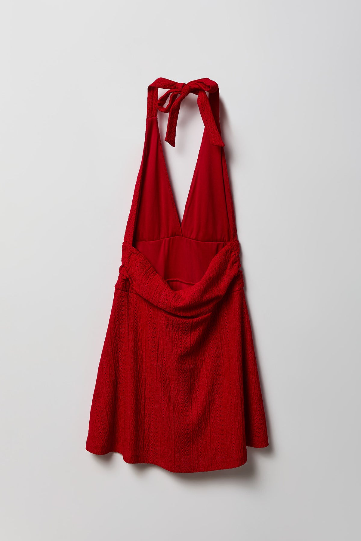 Alt View 3. Textured Mini Halter Dress - Red