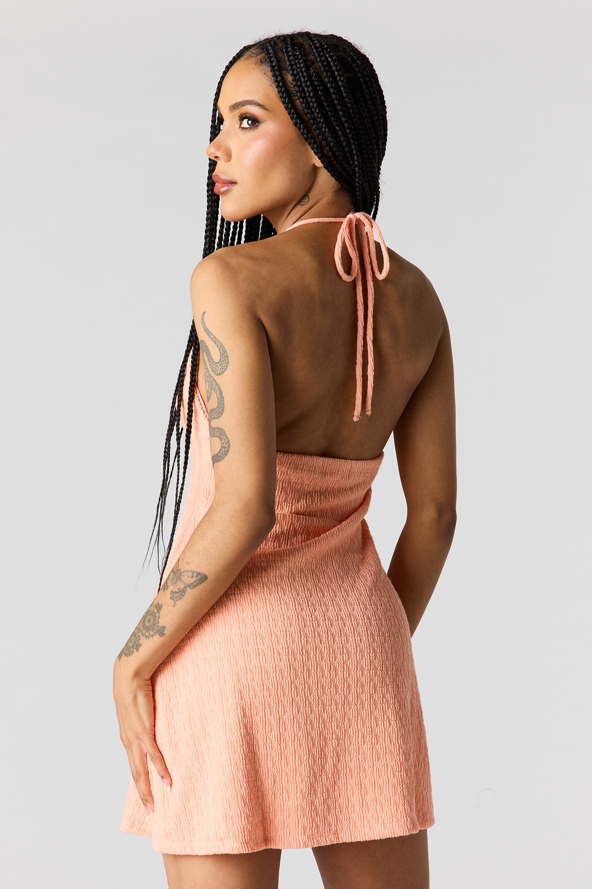 Alt View 2. Beaded Halter Mini Dress - Coral