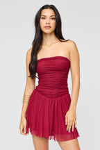 Rhinestone Mesh Strapless Mini Dress