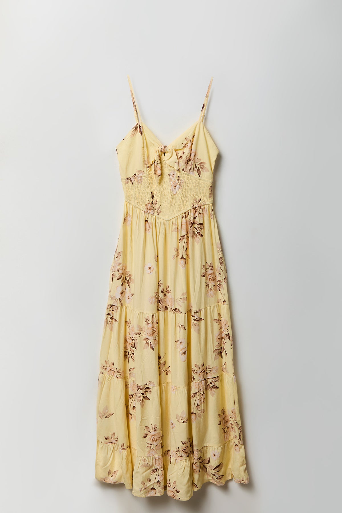 Alt View 4. Bow Cinched Waist Tiered Maxi Dress - Pale Yellow