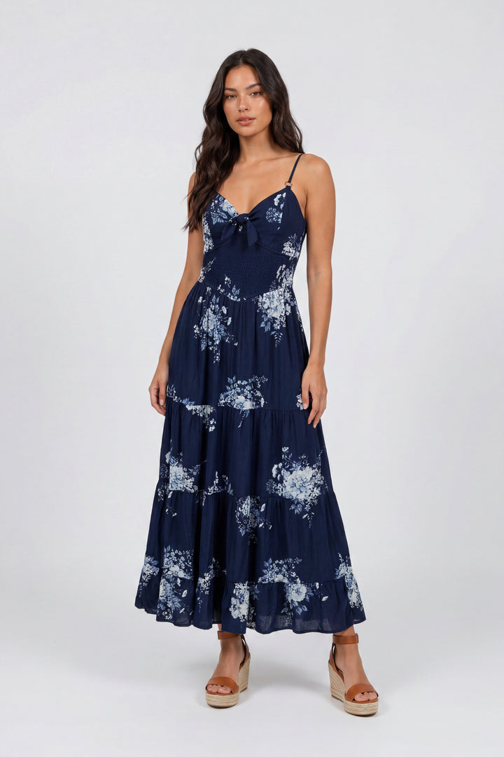 charlotte russe dresses Bow Cinched Waist Tiered Maxi Dress