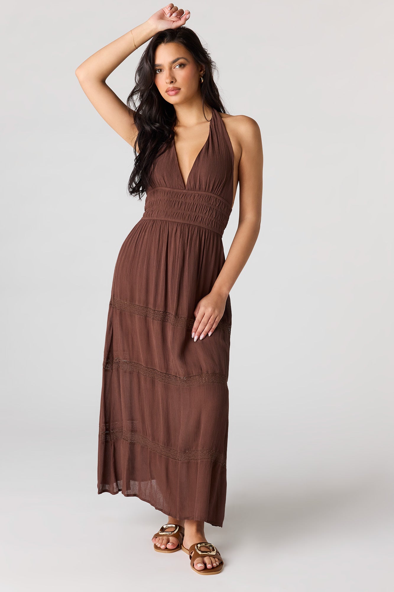 Lace Trim Halter Maxi Dress – Charlotte Russe
