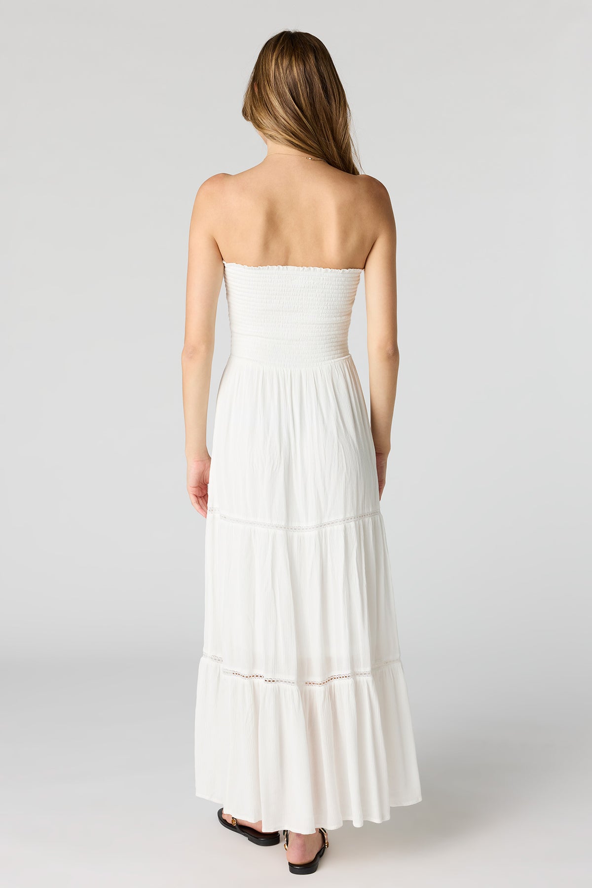 Alt View 3. Smocked Tiered Maxi Dress - White