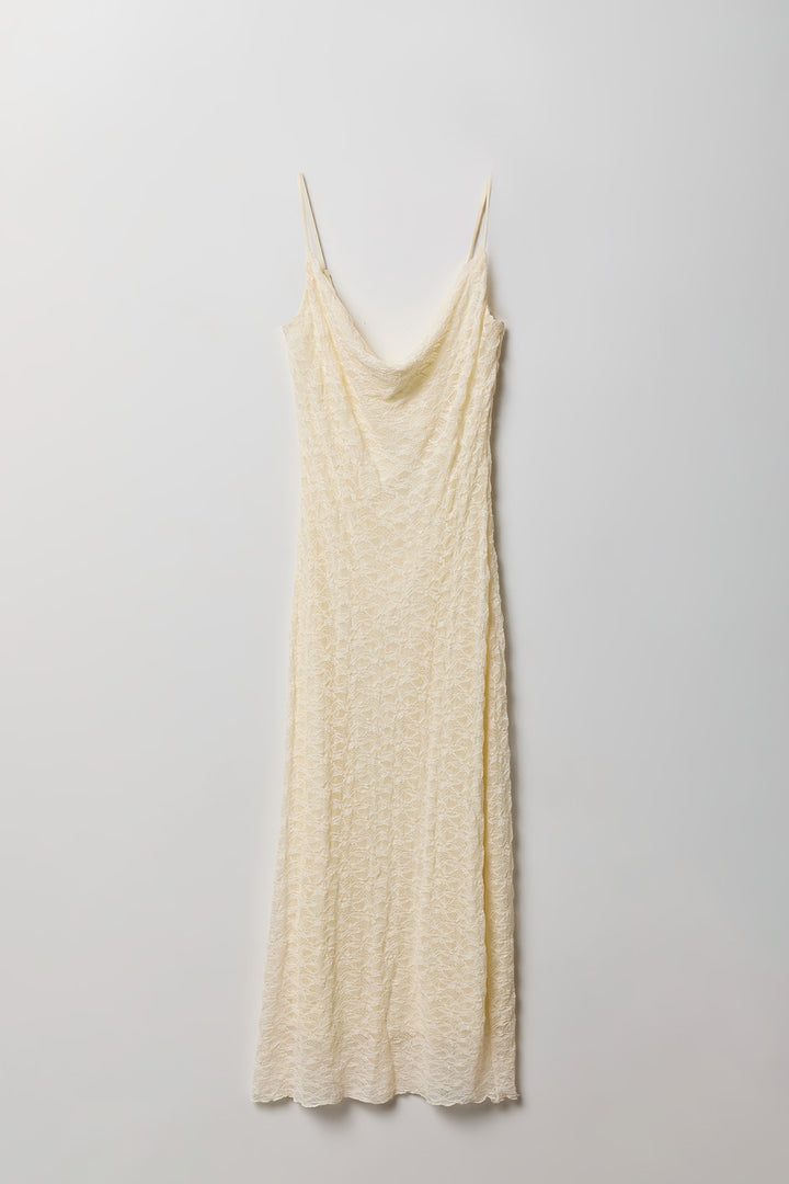 Braless Lace Cowl Neck Maxi Dress