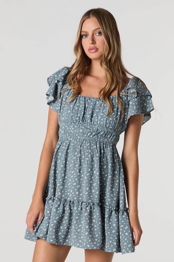 Smocked Tiered Mini Dress