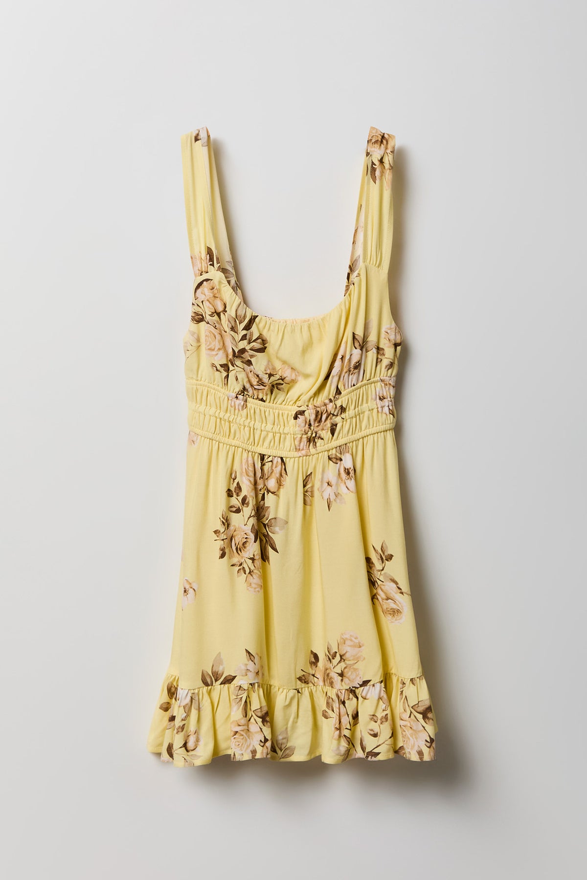 Alt View 4. Printed Scoop Neck Mini Dress - Pale Yellow