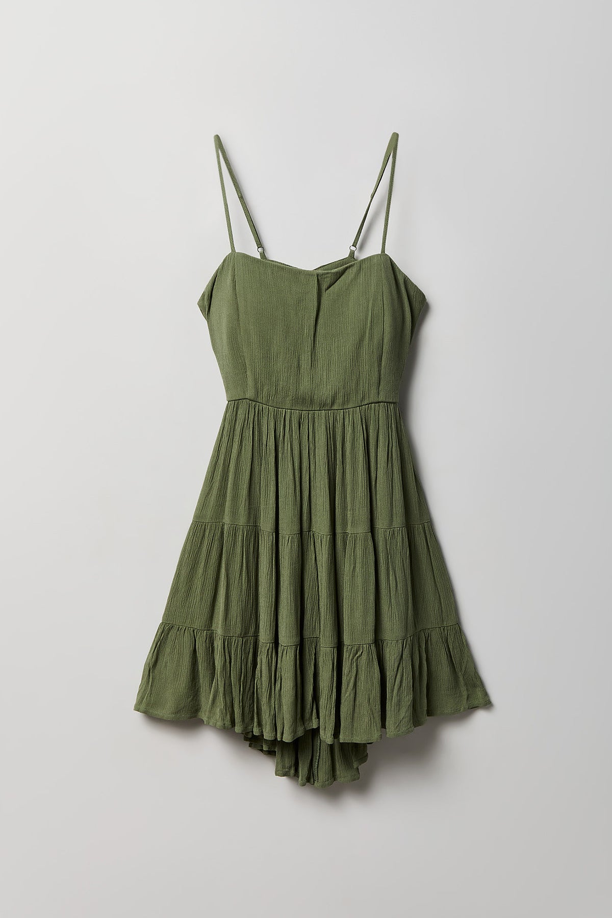 Alt View 4. Braless Tie Back Tiered Mini Dress - Dark Green