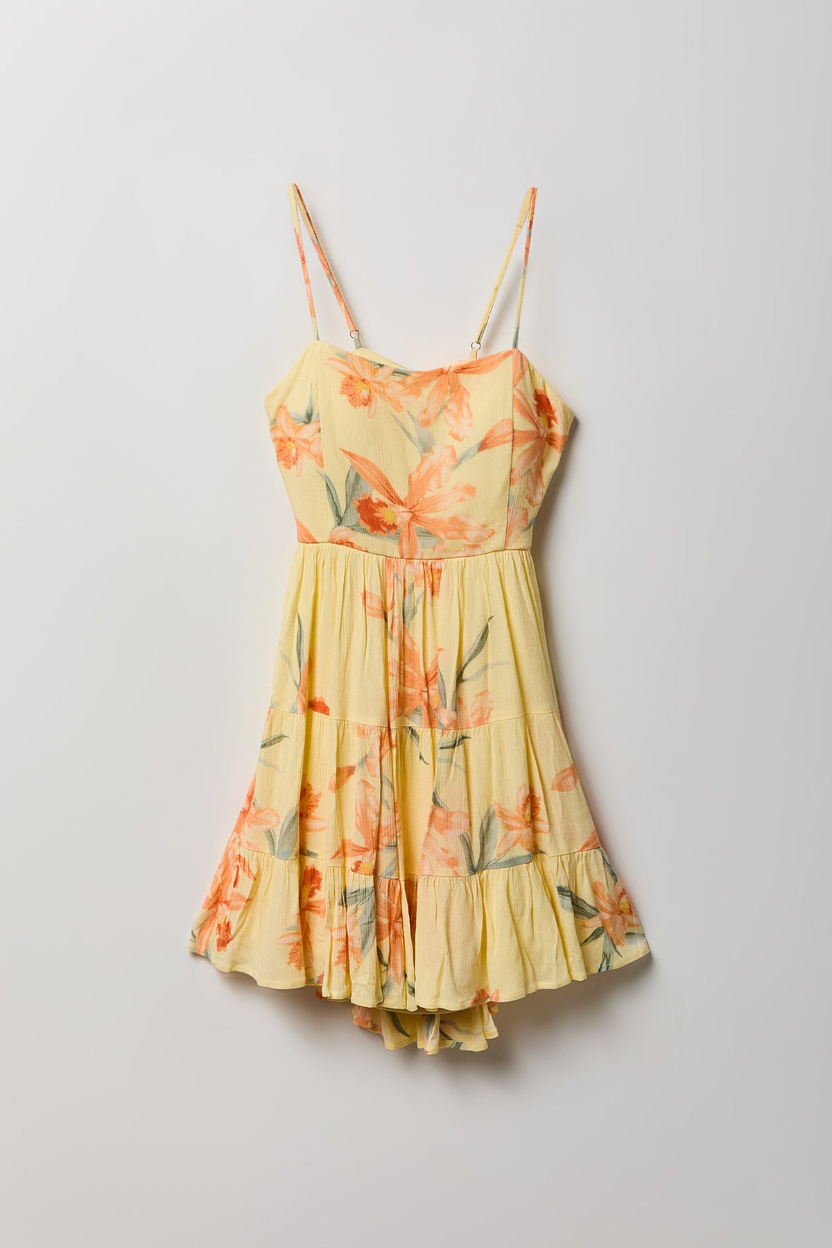 Alt View 4. Braless Tie Back Tiered Mini Dress - Pale Yellow