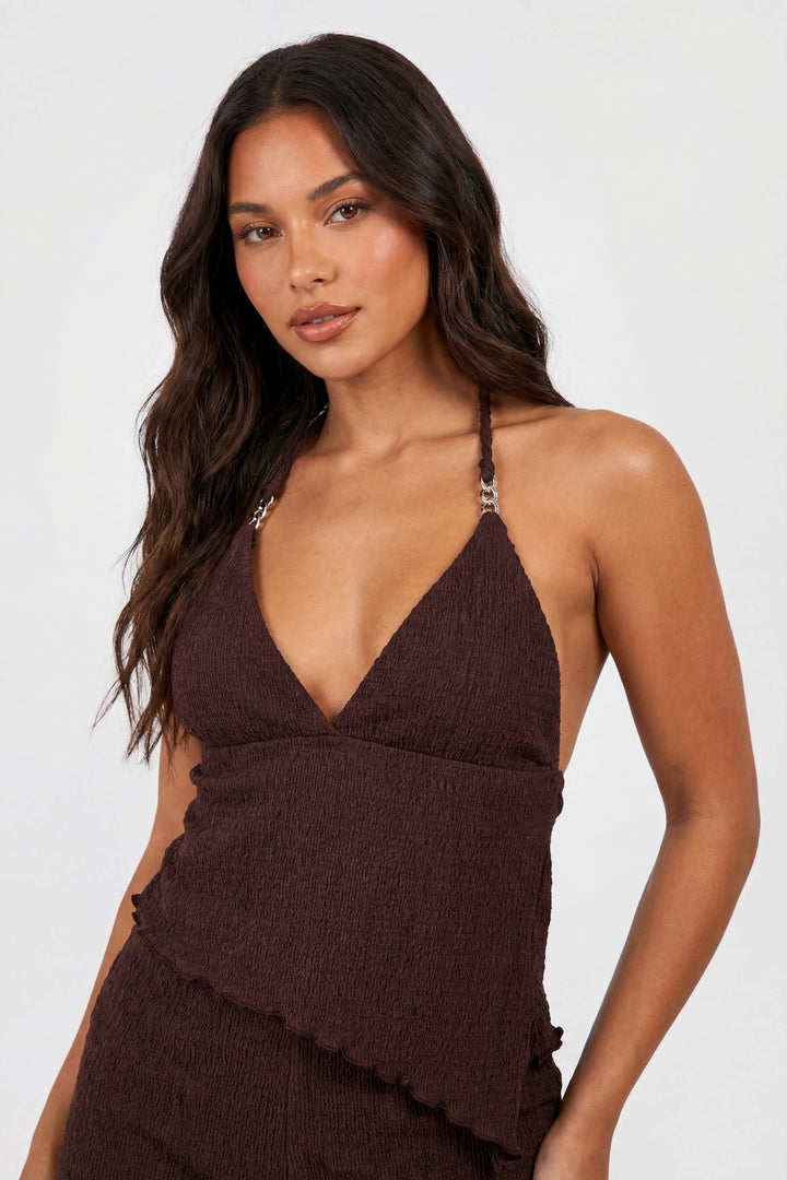 Popcorn Halter Asymmetrical Top