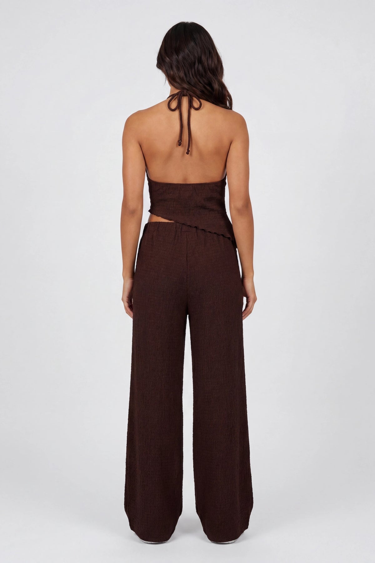 Alt View 2. Popcorn Wide Leg Pant - Brown