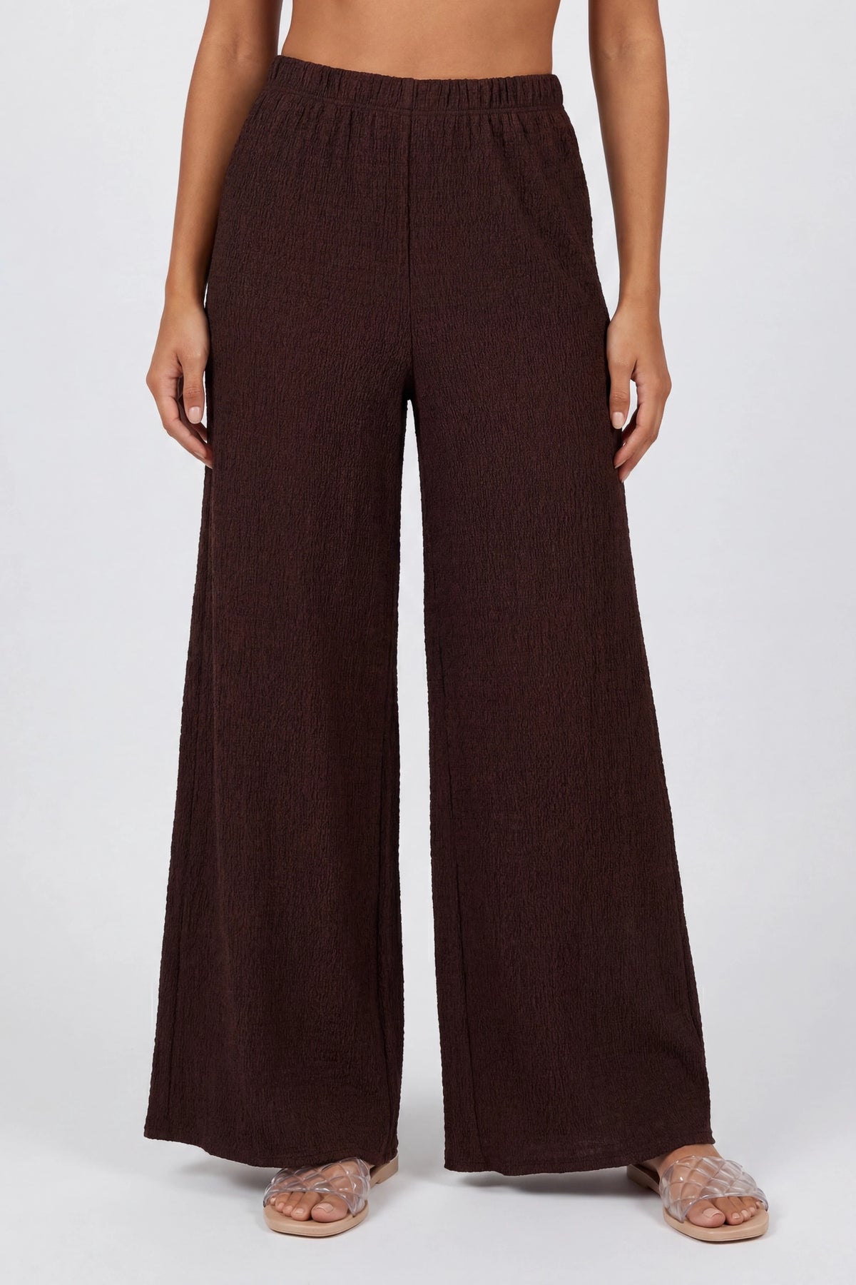 Alt View 3. Popcorn Wide Leg Pant - Brown