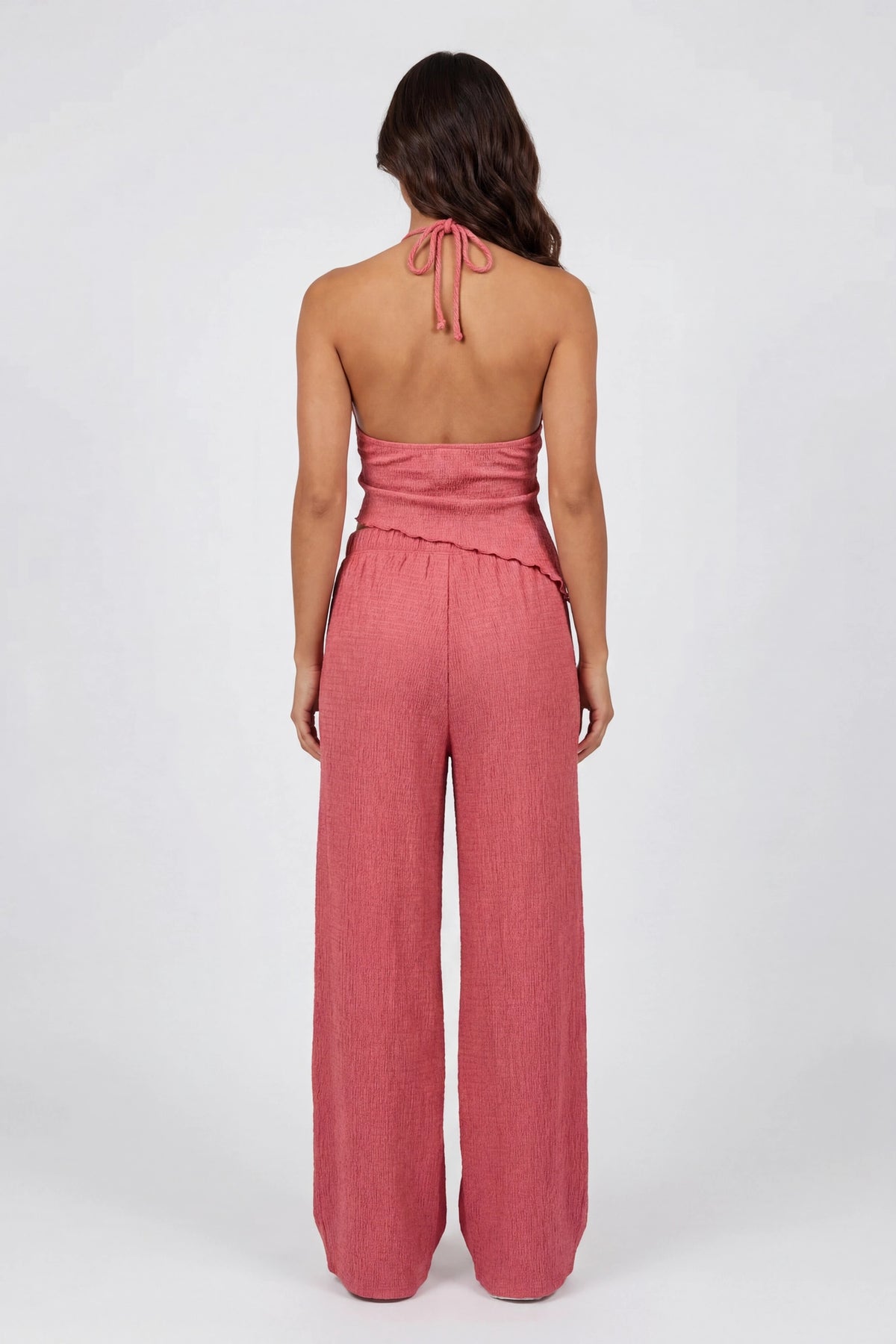 Alt View 2. Popcorn Wide Leg Pant - Coral