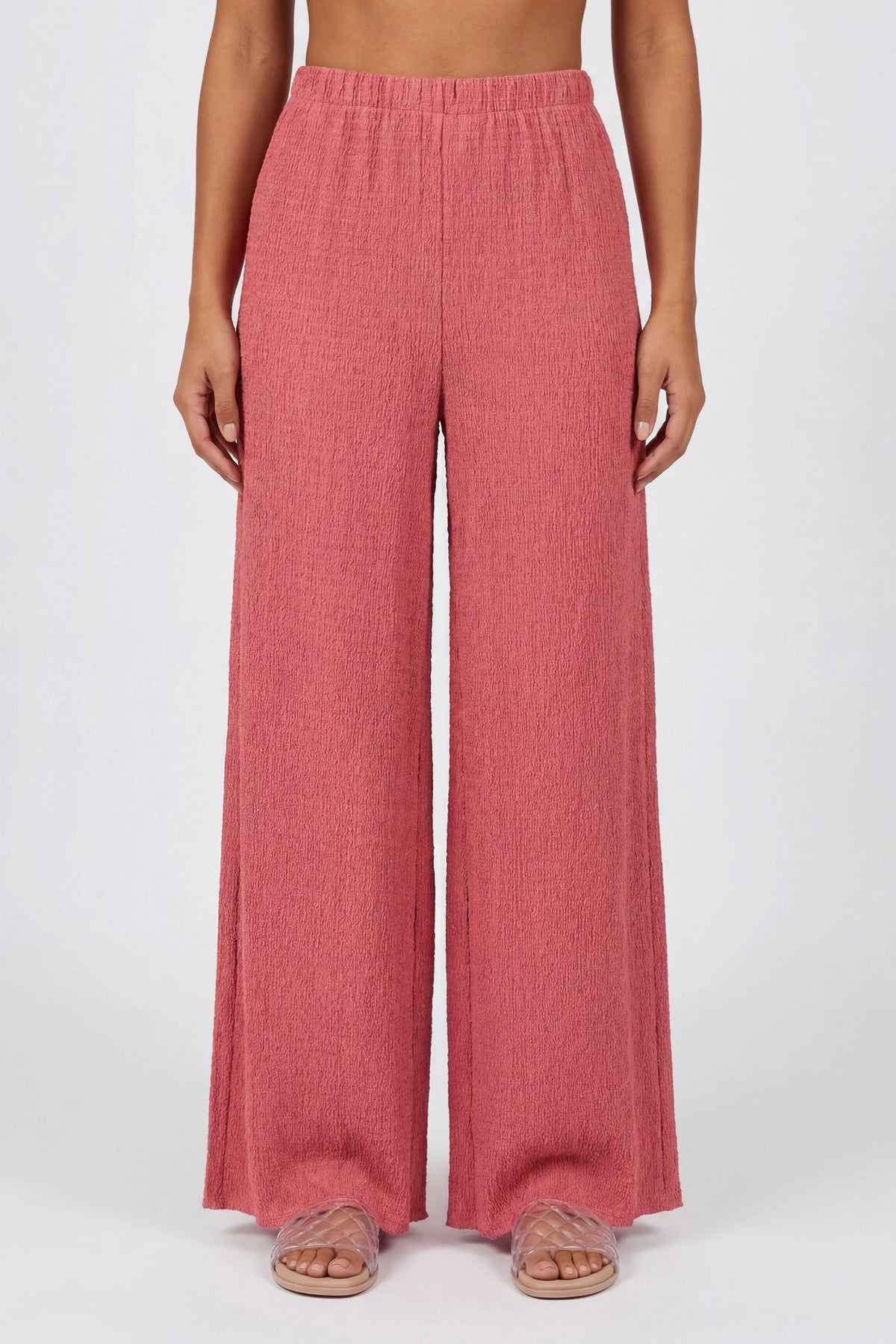 Alt View 3. Popcorn Wide Leg Pant - Coral