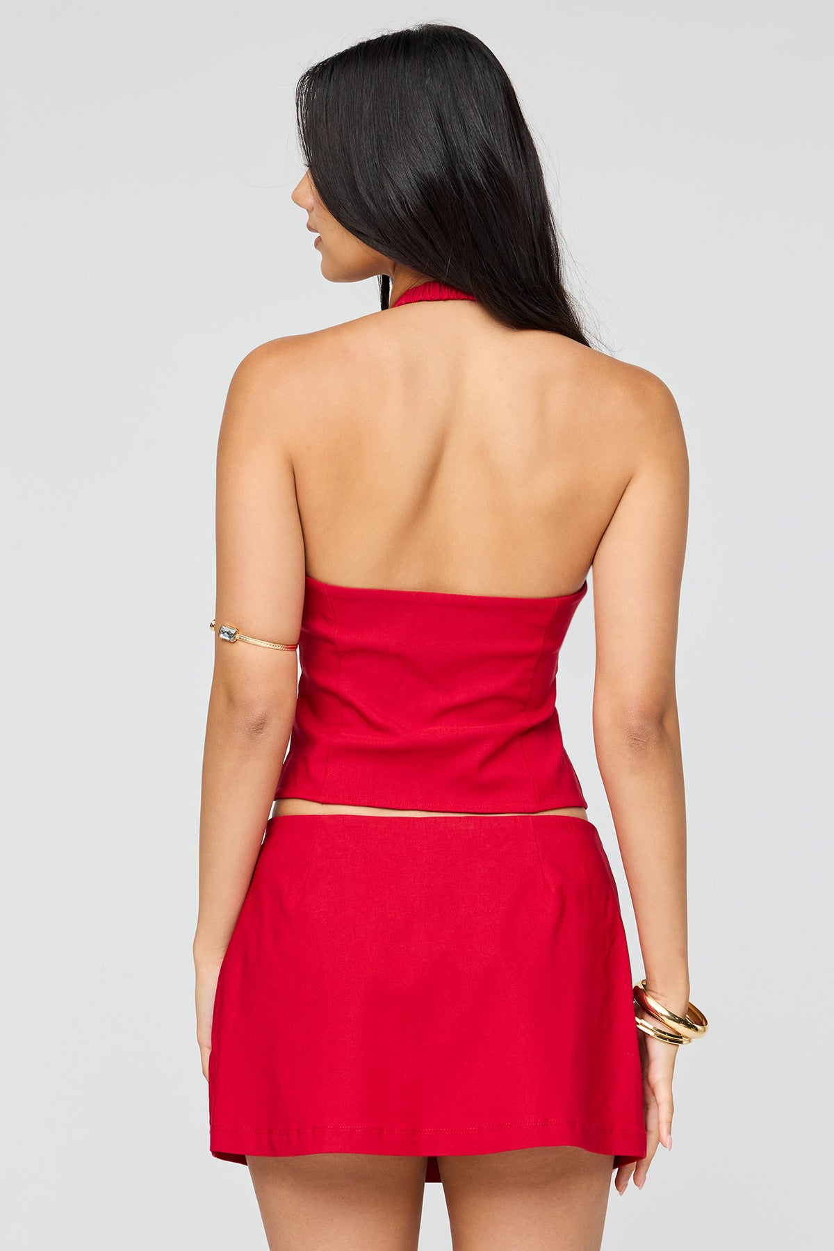 Alt View 2. Slit Skort - Red