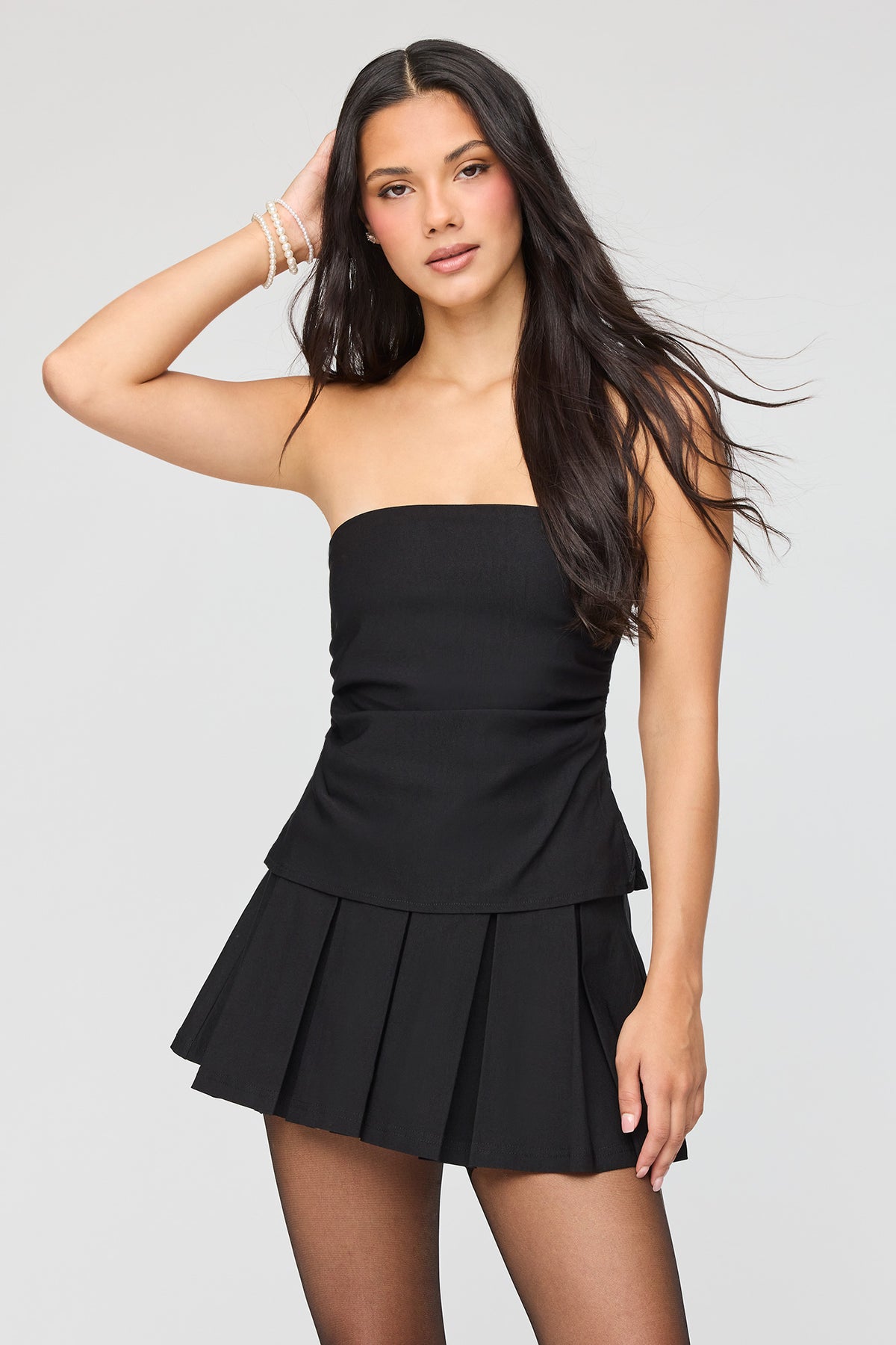 Pleated Mini Skort - Black