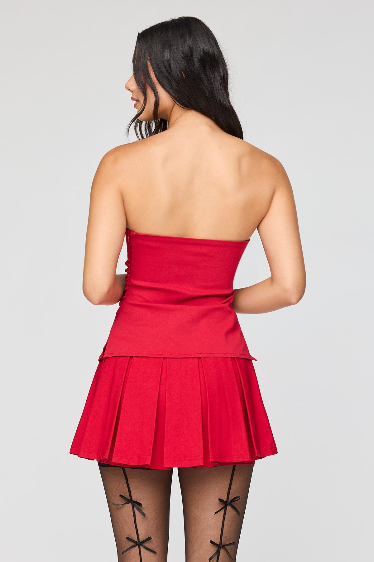 Alt View 2. Pleated Mini Skort - Red