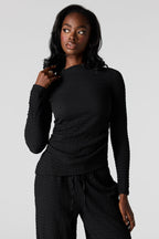 Textured Asymmetrical Long Sleeve Top