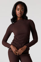 Textured Asymmetrical Long Sleeve Top