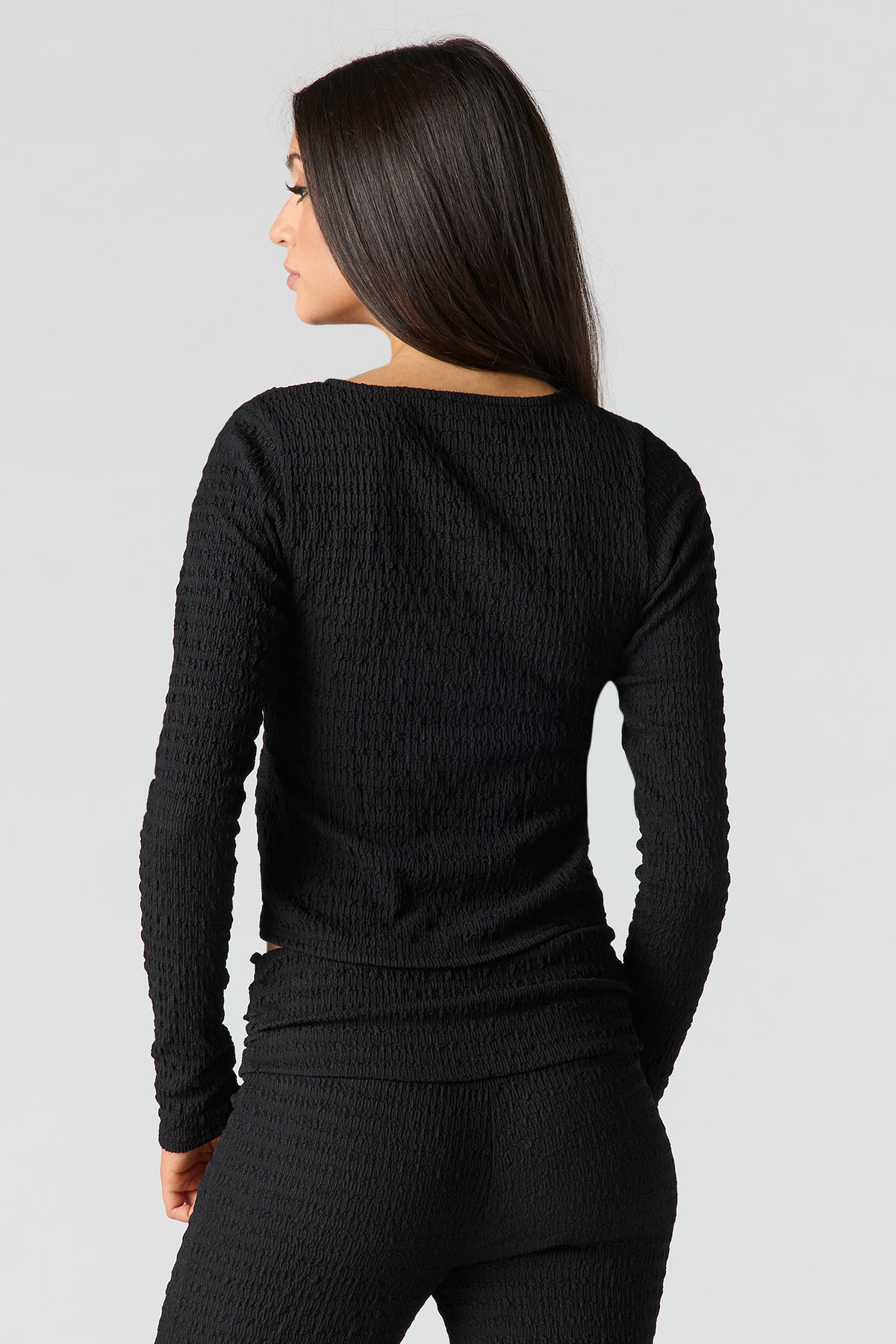 Alt View 2. Textured Knit Cardigan - Black