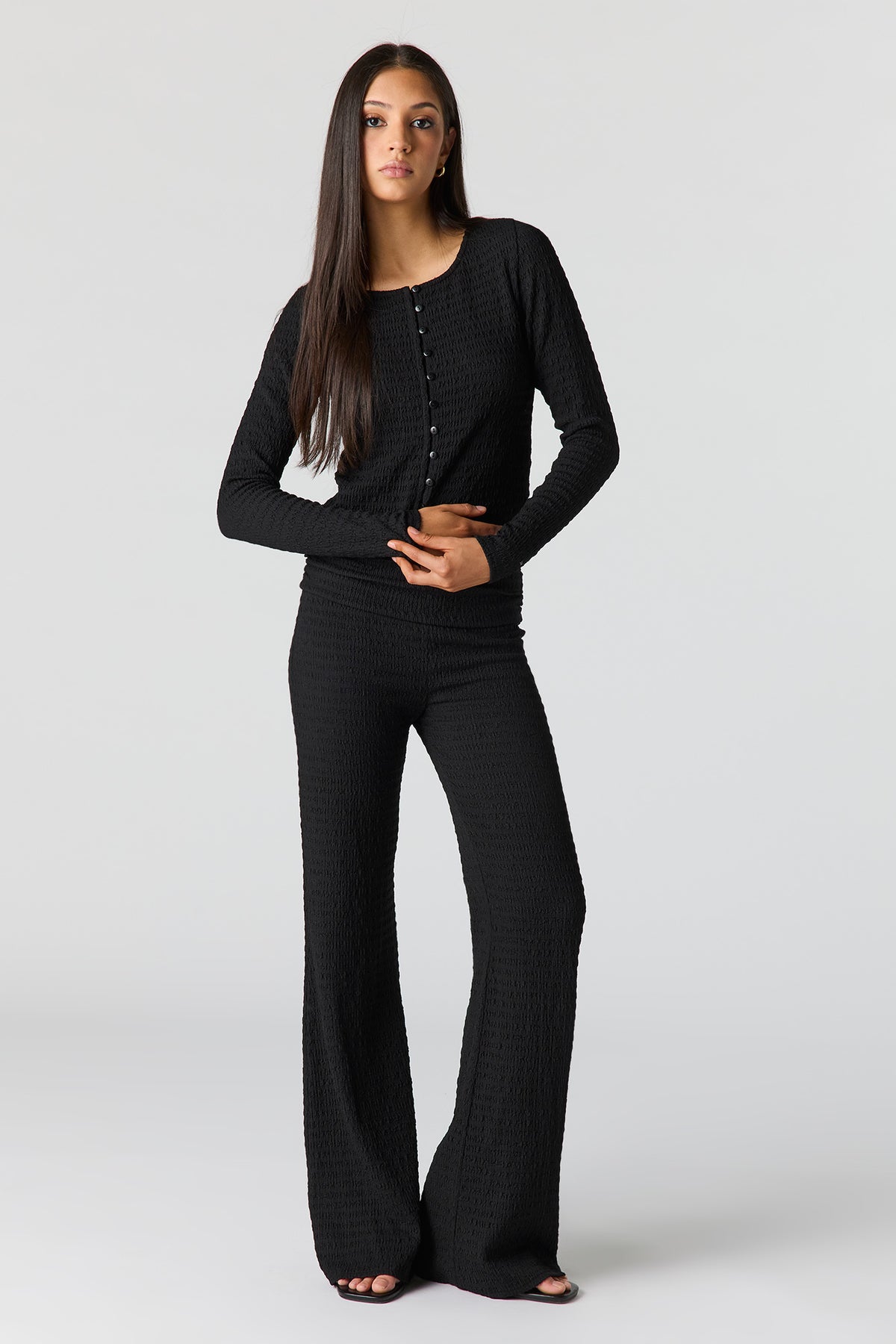 Alt View 3. Textured Knit Cardigan - Black