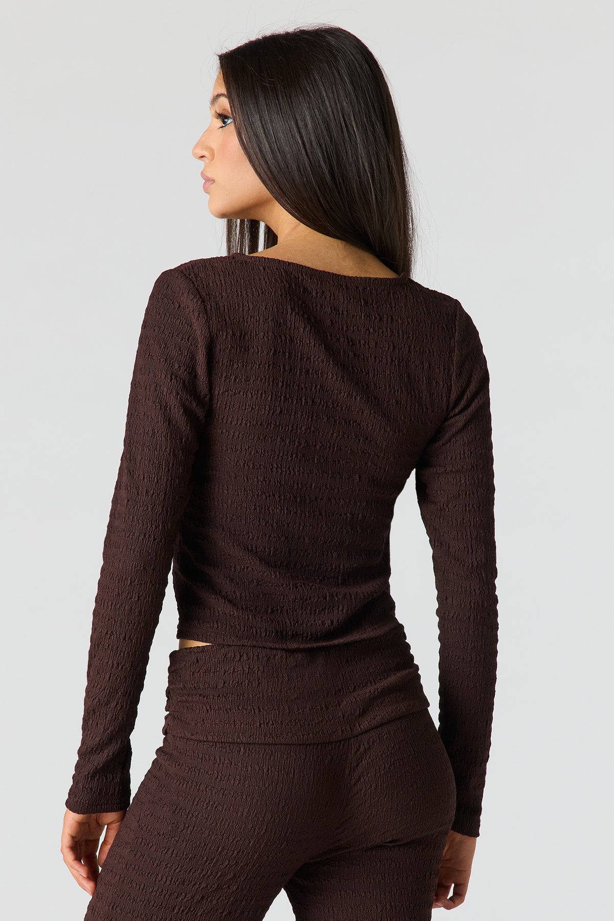 Alt View 2. Textured Knit Cardigan - Brown