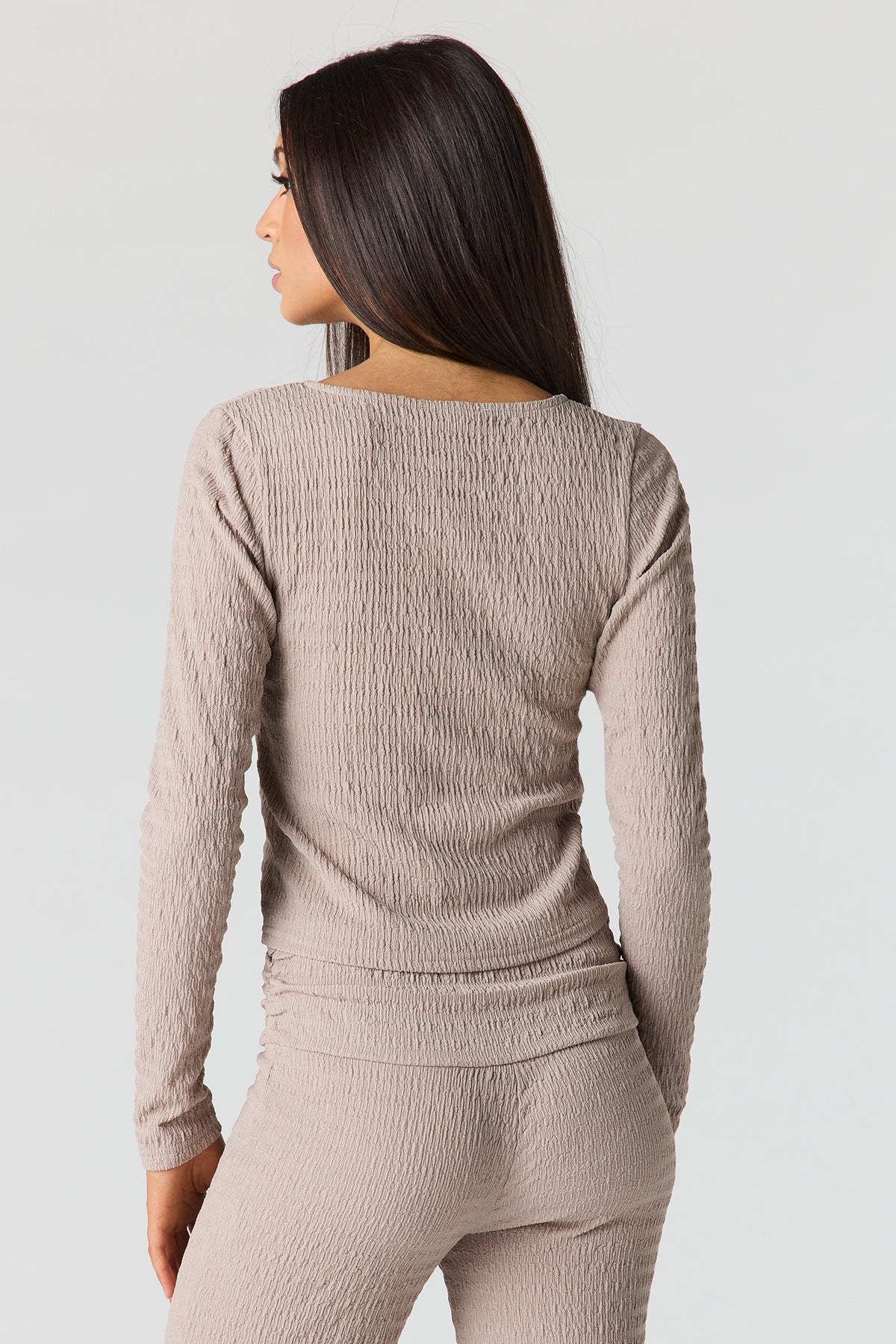 Alt View 2. Textured Knit Cardigan - Taupe