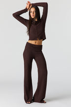 Textured Foldover Flare Pant