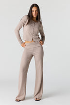 Textured Foldover Flare Pant