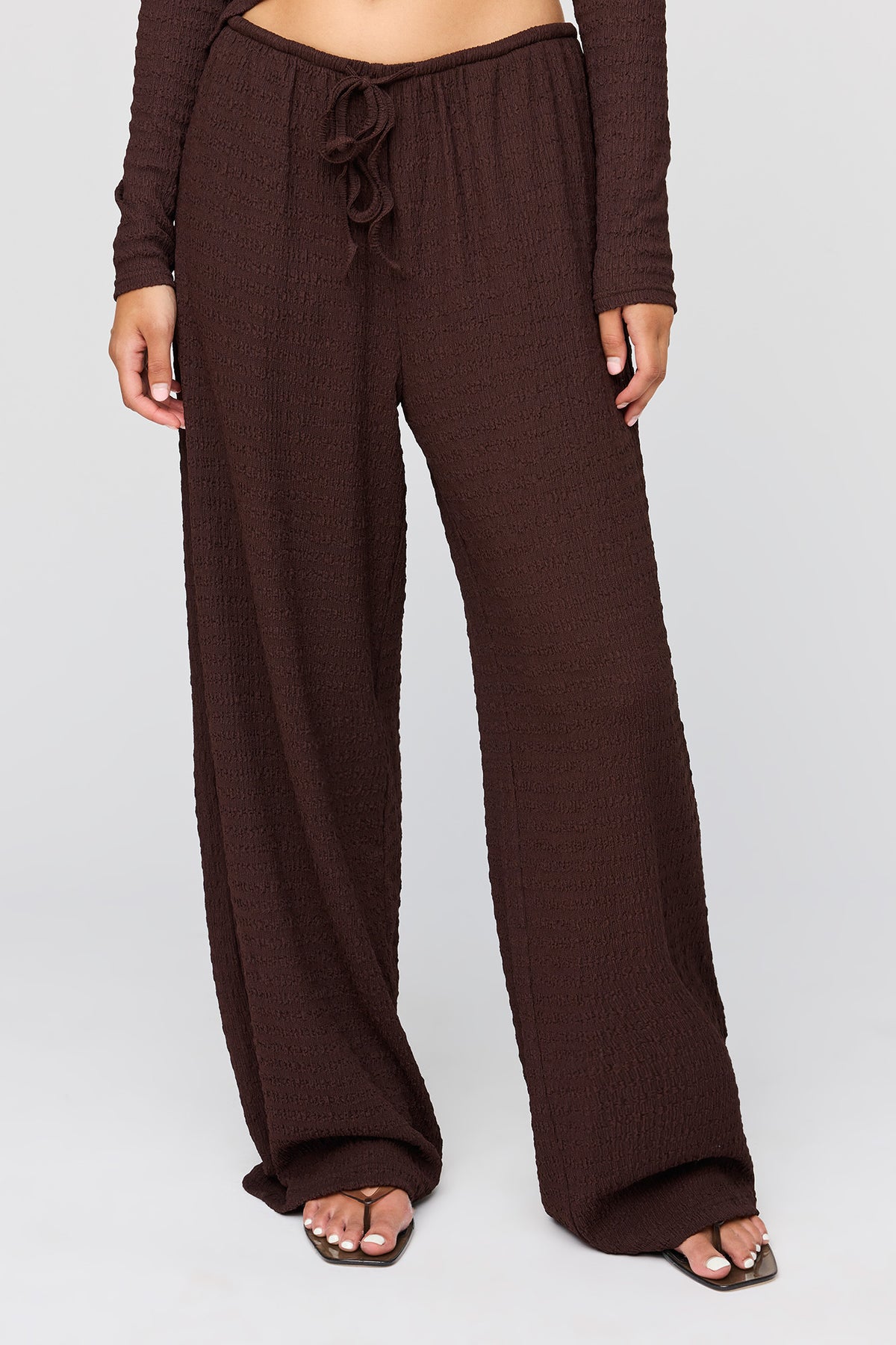 Alt View 2. Textured Wide Leg Pant - Brown