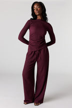 Textured Wide Leg Pant