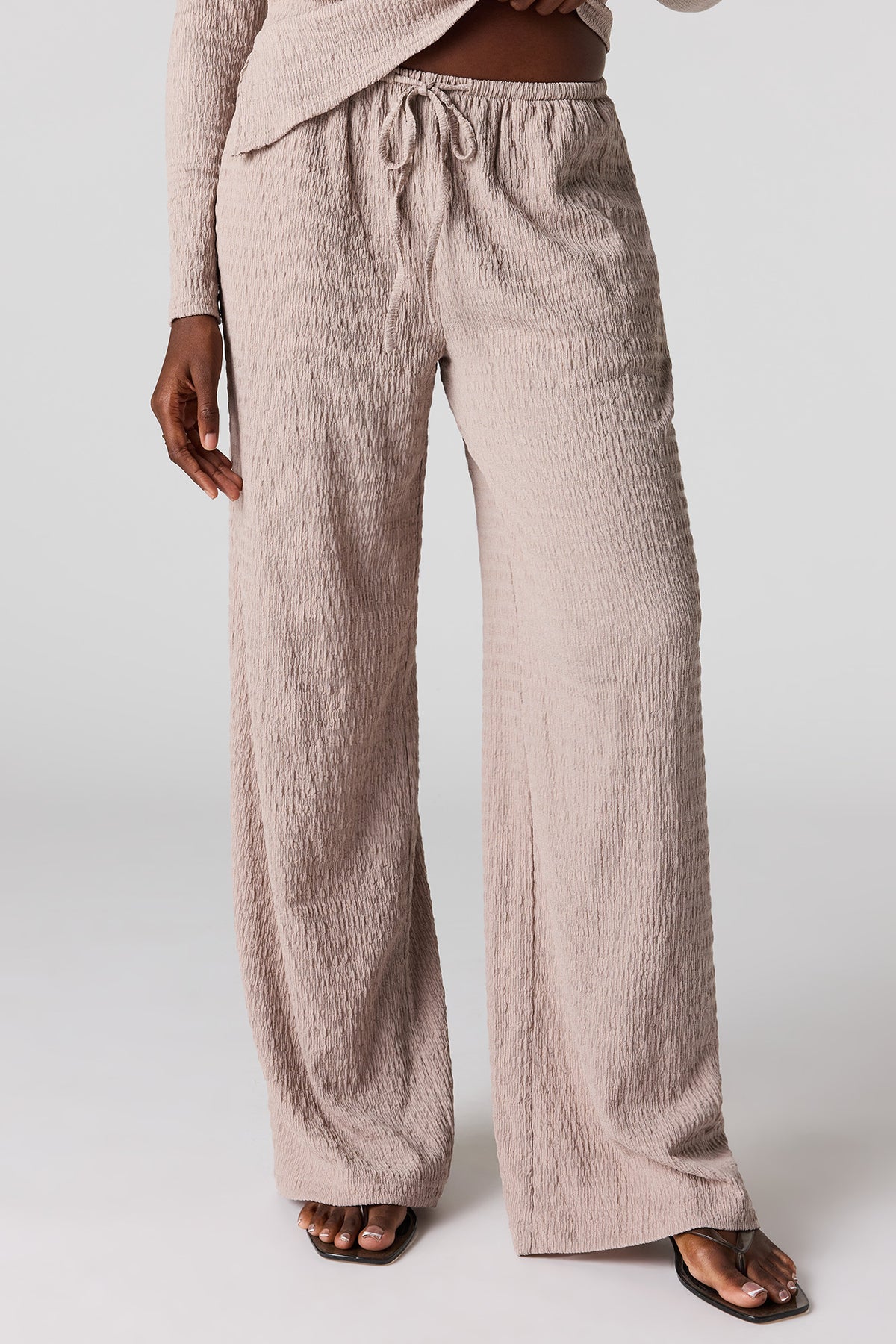 Alt View 2. Textured Wide Leg Pant - Taupe