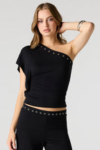 Eyelet One Shoulder Top