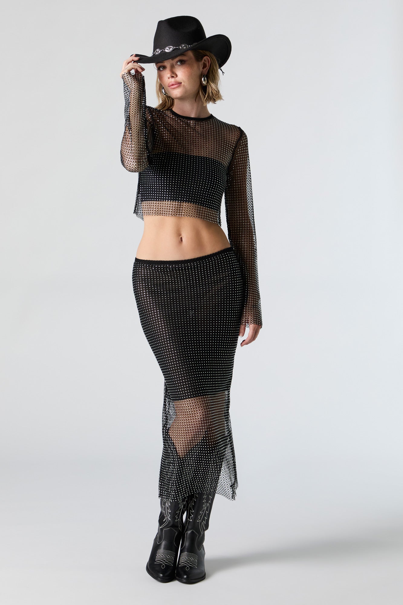 Fishnet Rhinestone Midi Skirt Charlotte Russe