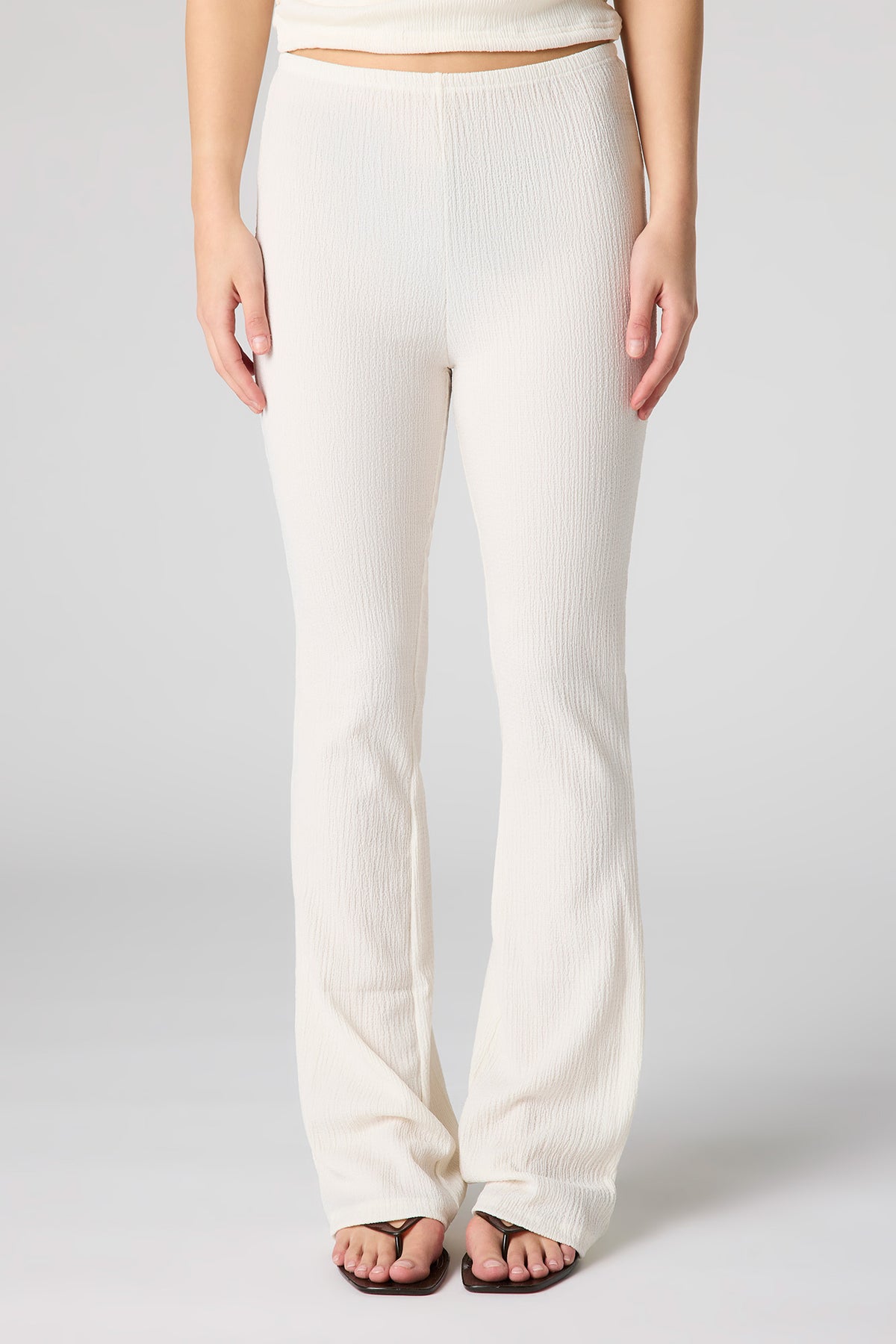 Alt View 2. Textured Flare Pant - White