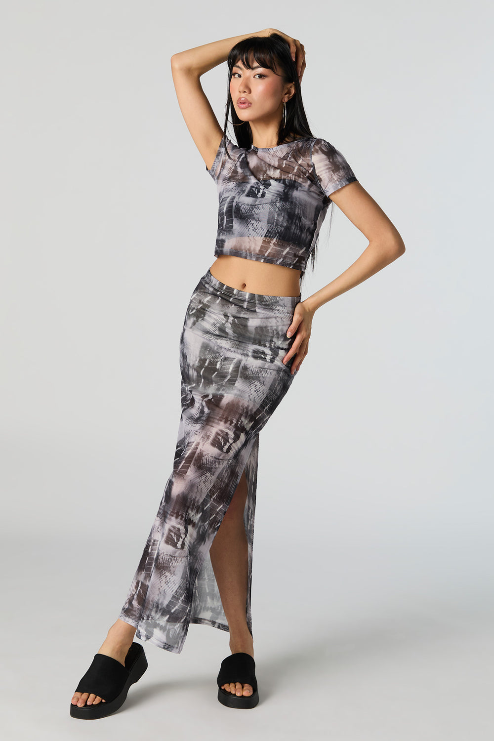 Abstract Mesh Slit Maxi Skirt Abstract Mesh Slit Maxi Skirt 1