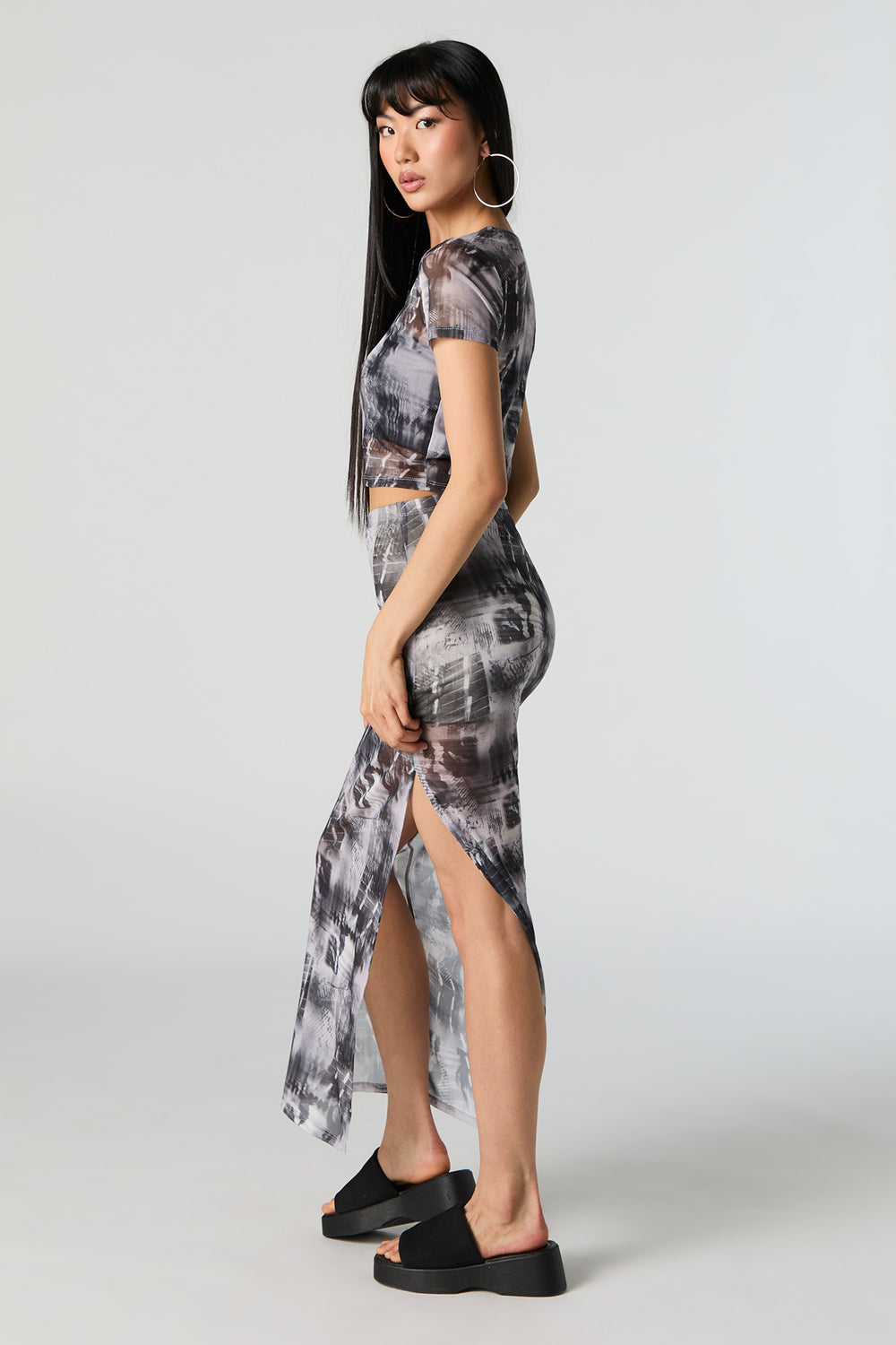 Abstract Mesh Slit Maxi Skirt Abstract Mesh Slit Maxi Skirt 2